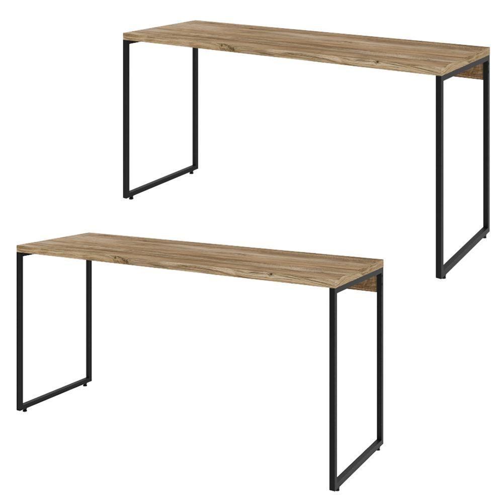 Kit 02 Mesas Escritório E Aspen 150Cm C01 Carvalho - 1