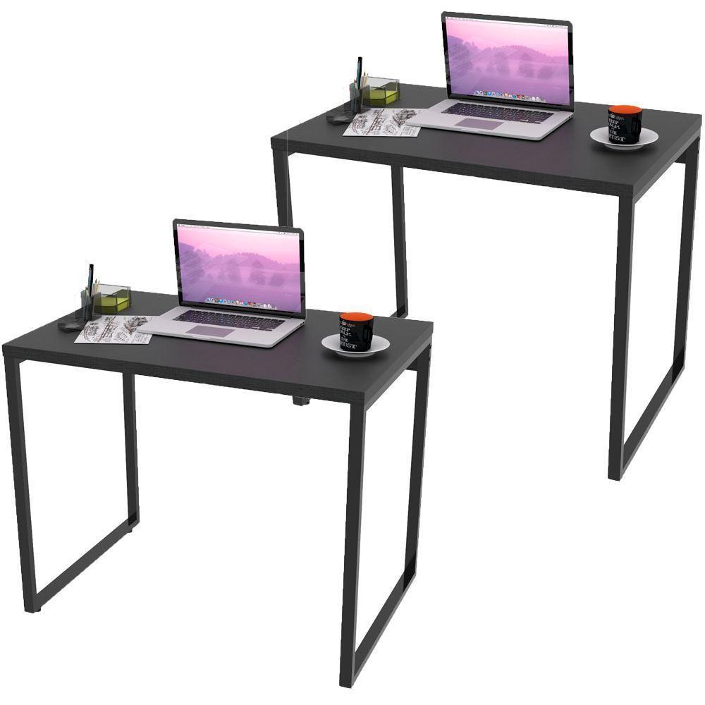 Kit 02 Mesas Para Escritório Home Office 90 Cm Preto Onix - 1