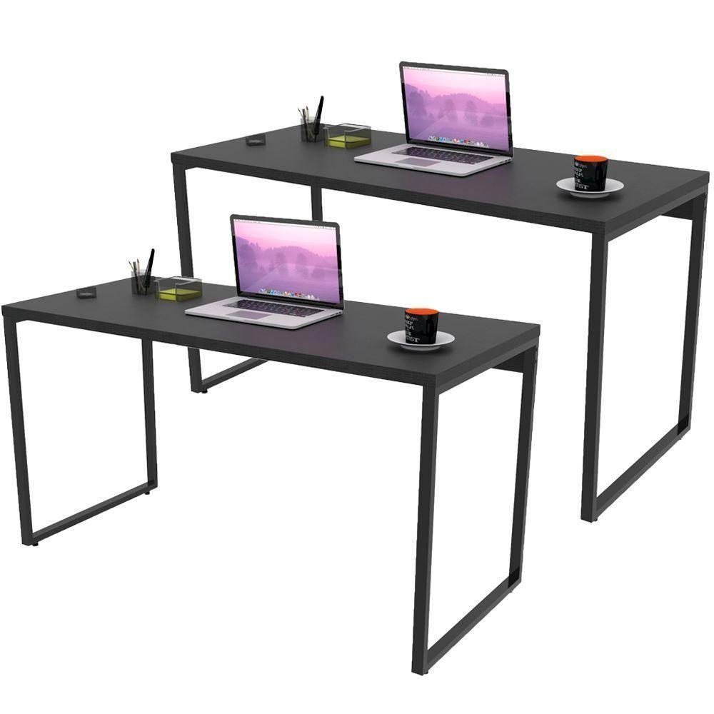 Kit 02 Mesas Para Escritório Home Office 135 Cm Preto Onix - 1