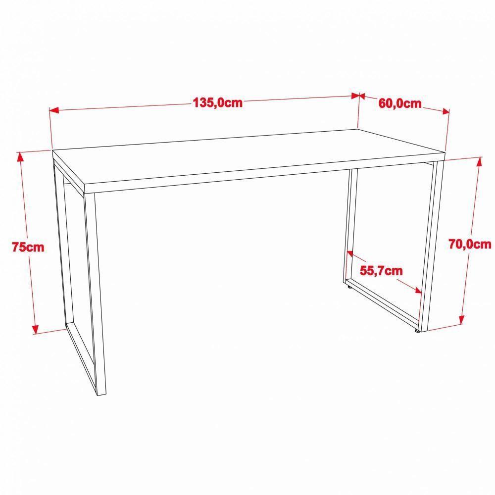 Kit 02 Mesas Para Escritório Home Office 135 Cm Preto Onix - 3