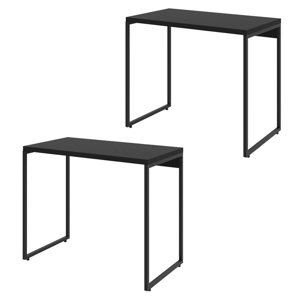 Kit 02 Mesas Escritório E Home Office Aspen 90 Cm C01 Onix - 1
