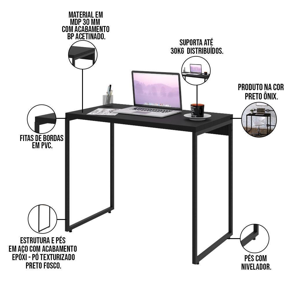 Kit 02 Mesas Escritório E Home Office Aspen 90 Cm C01 Onix - 4
