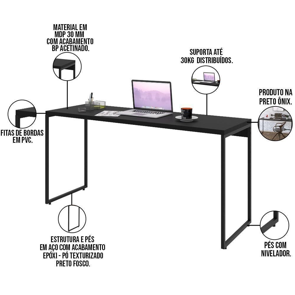 Kit 02 Mesas Escritório E Home Office Aspen 150 Cm C01 Onix - 4