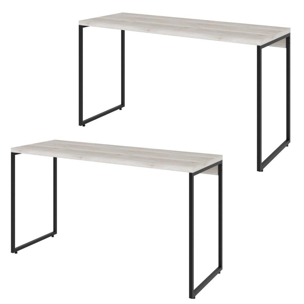 Kit 02 Mesas Escritório E Home Office Aspen 135 Cm C01 Snow - 1