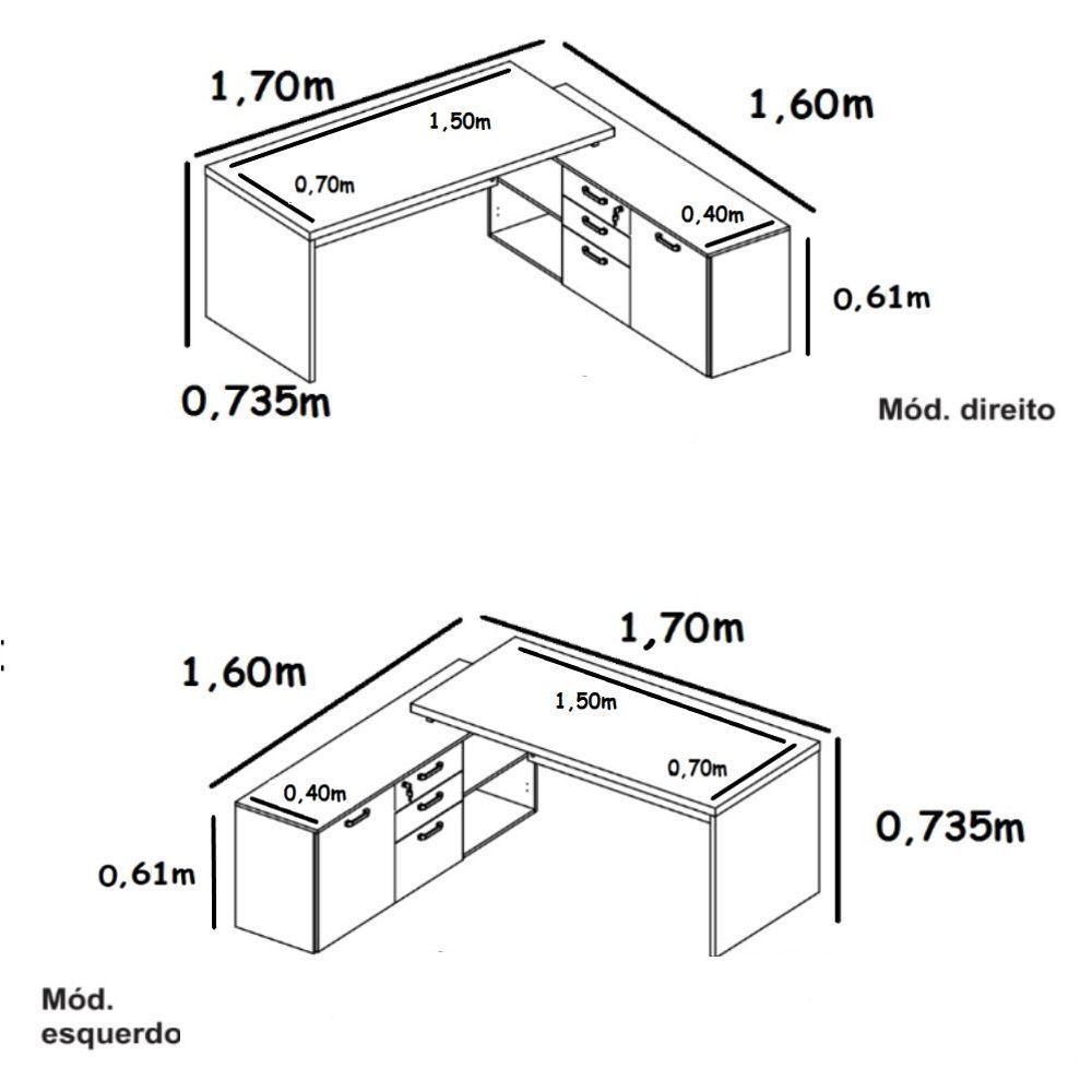 Mesa P/ Consultório Em L 1,70 Web40 C/ Armário Branco/Branco - 2
