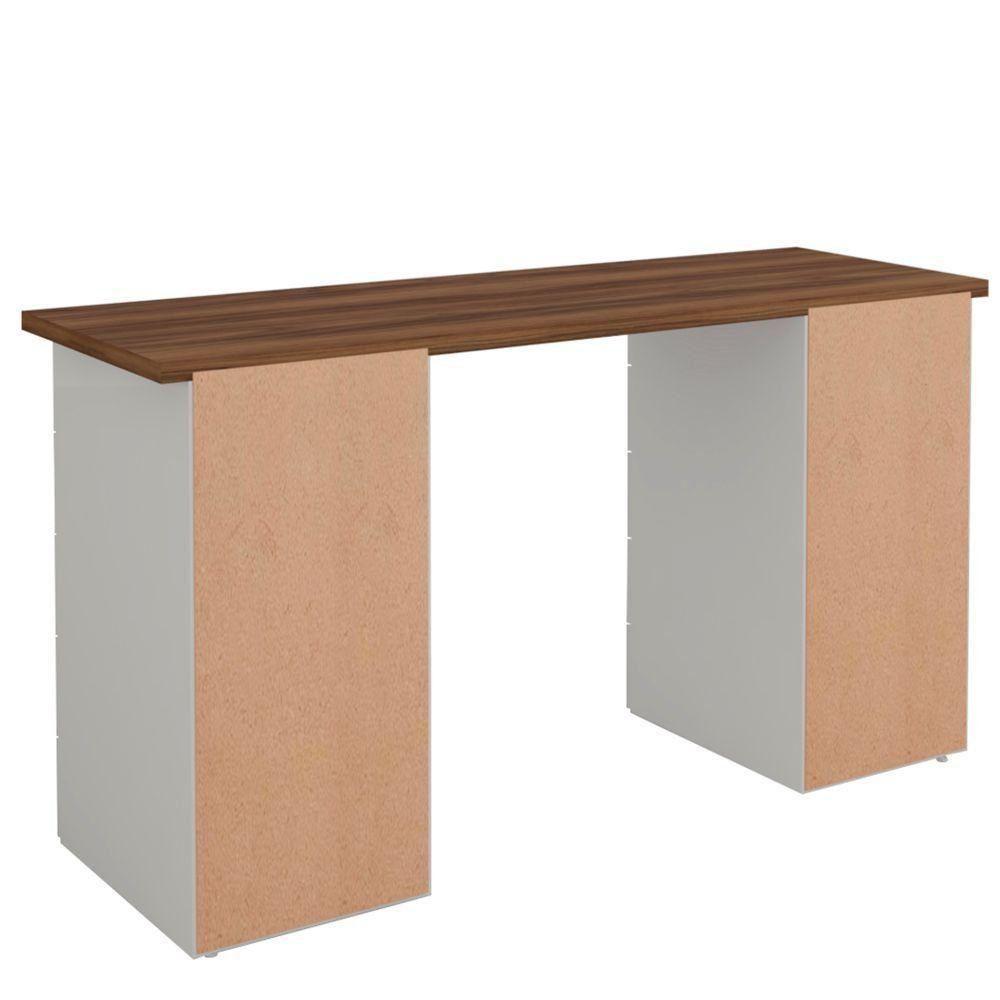 Mesa Para Escritório Escrivaninha Due Web Nogal A02 Branco - 2