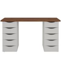 Mesa Para Escritório Escrivaninha Due Web Nogal A02 Branco - 5