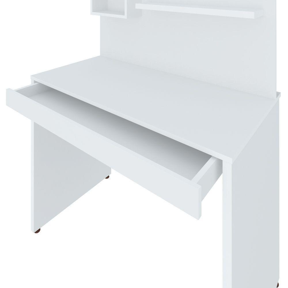Mesa Para Escritório Escrivaninha Com Painel First Branco - 6