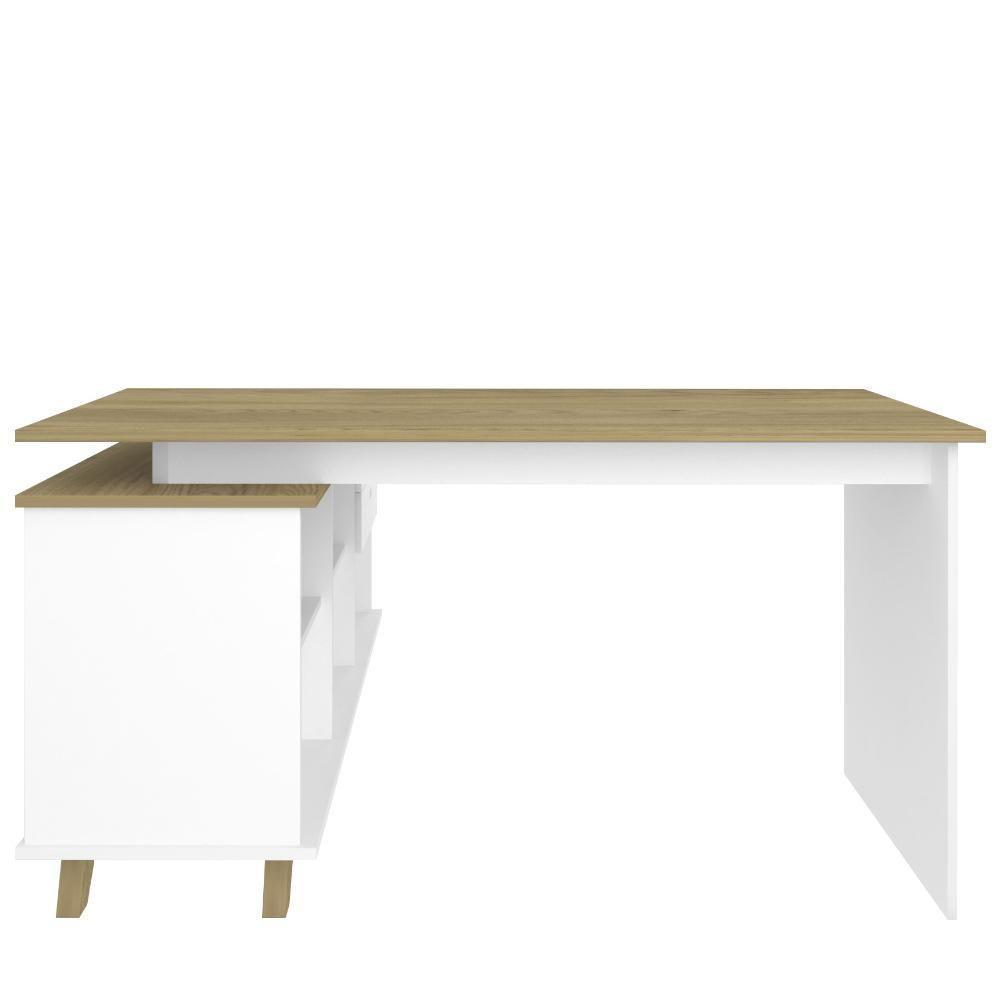Mesa Para Escritório Escrivaninha Gold A2 Branco Olmo - 2