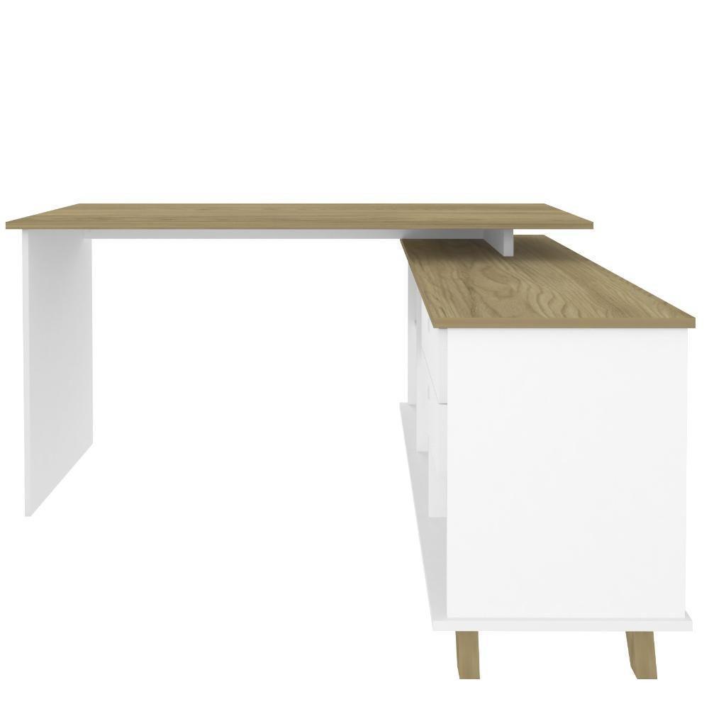 Mesa Para Escritório Escrivaninha Gold A2 Branco Olmo - 6