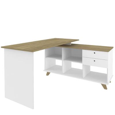 Mesa para Escritório Escrivaninha Gold A02 2 Gavetas MDF 145 cm Branco