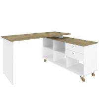 Mesa Para Escritório Escrivaninha Gold A2 Branco Olmo - 3