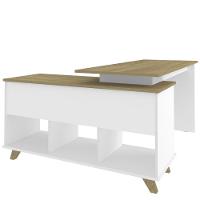 Mesa Para Escritório Escrivaninha Gold A2 Branco Olmo - 5
