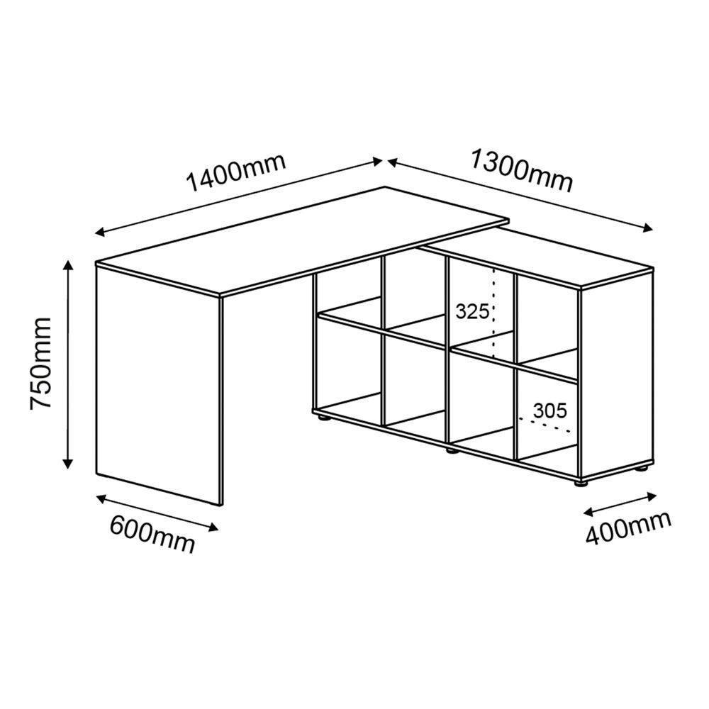 Mesa Para Escritório Extensível Escrivaninha Nero A02 Preto - 6