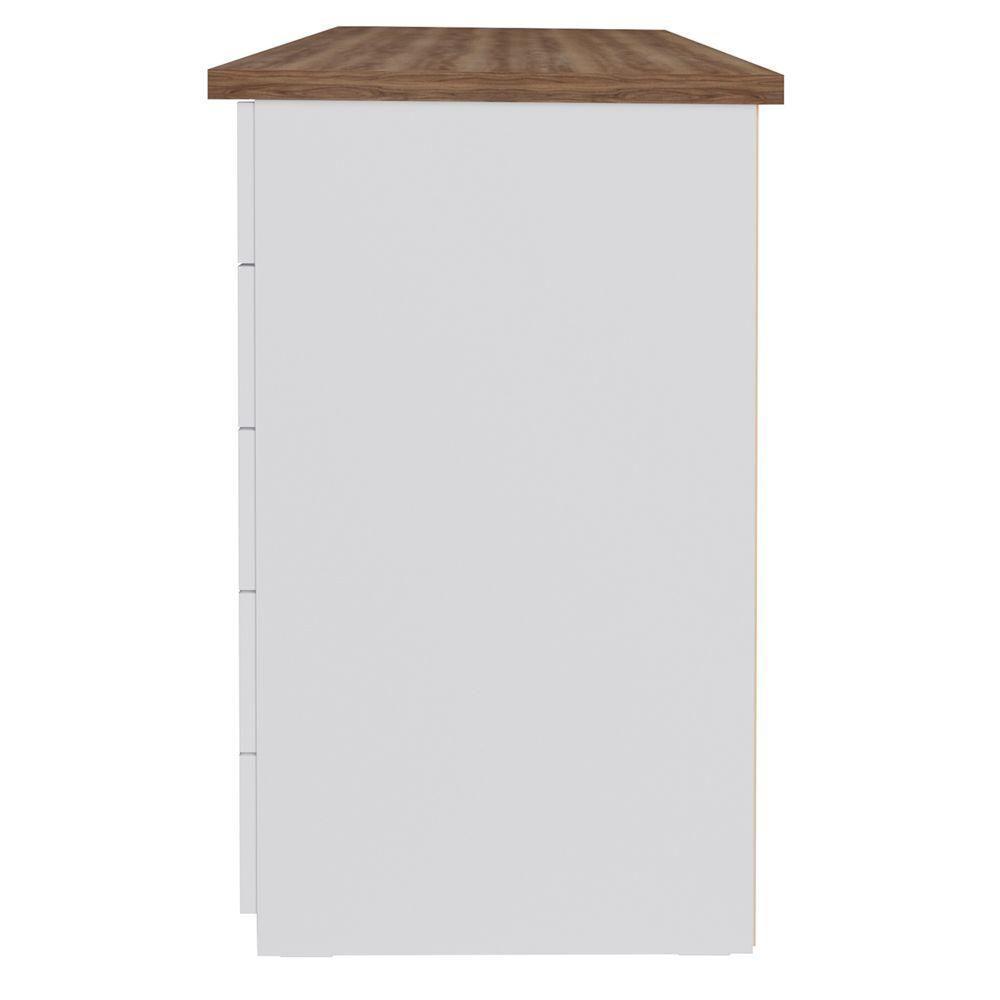 Mesa P/ Escritório Escrivaninha 5 Gavetas Nogal Branco - 2