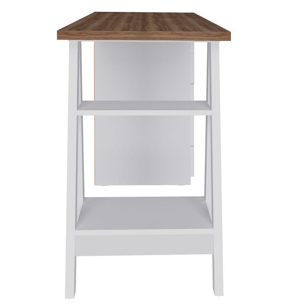 Mesa P/ Escritório Escrivaninha 5 Gavetas Nogal Branco - 5