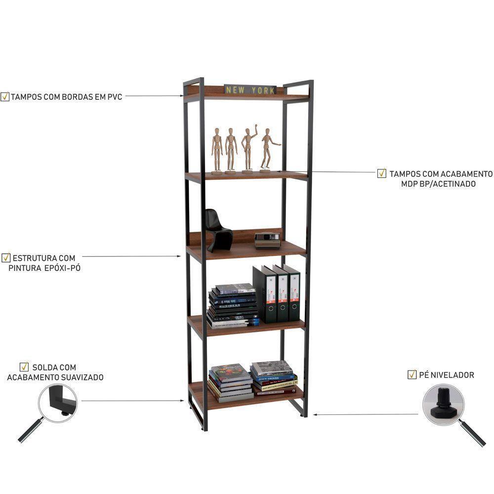 Kit Mesa Cavalete 135 Cm Com Estante 5 Prateleiras Nogal - 6