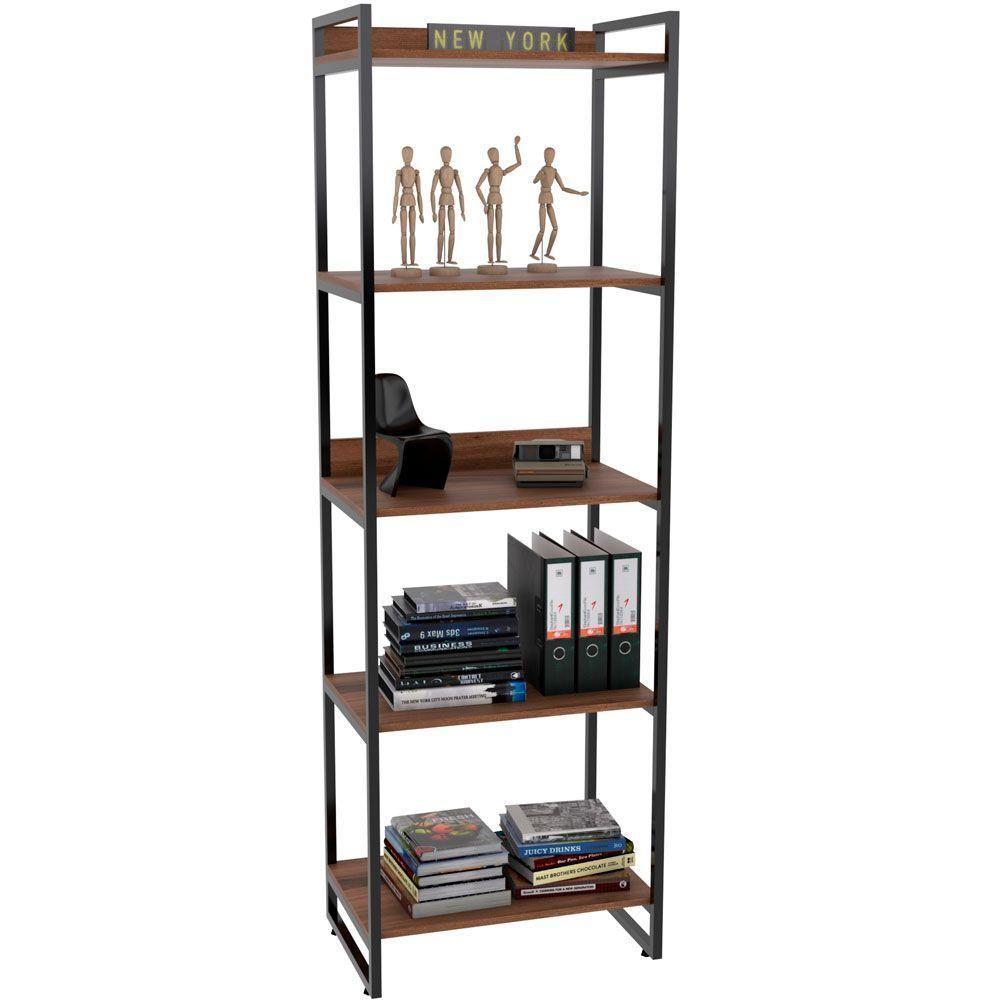 Kit Mesa Cavalete 135 Cm Com Estante 5 Prateleiras Nogal - 9