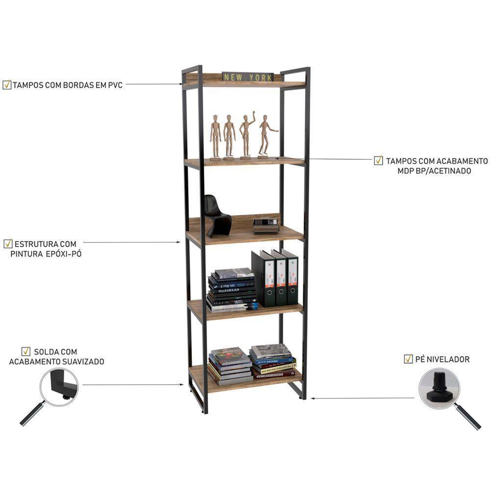Kit Mesa Cavalete 135 Cm Com Estante 5 Prateleiras Carvalho - 7