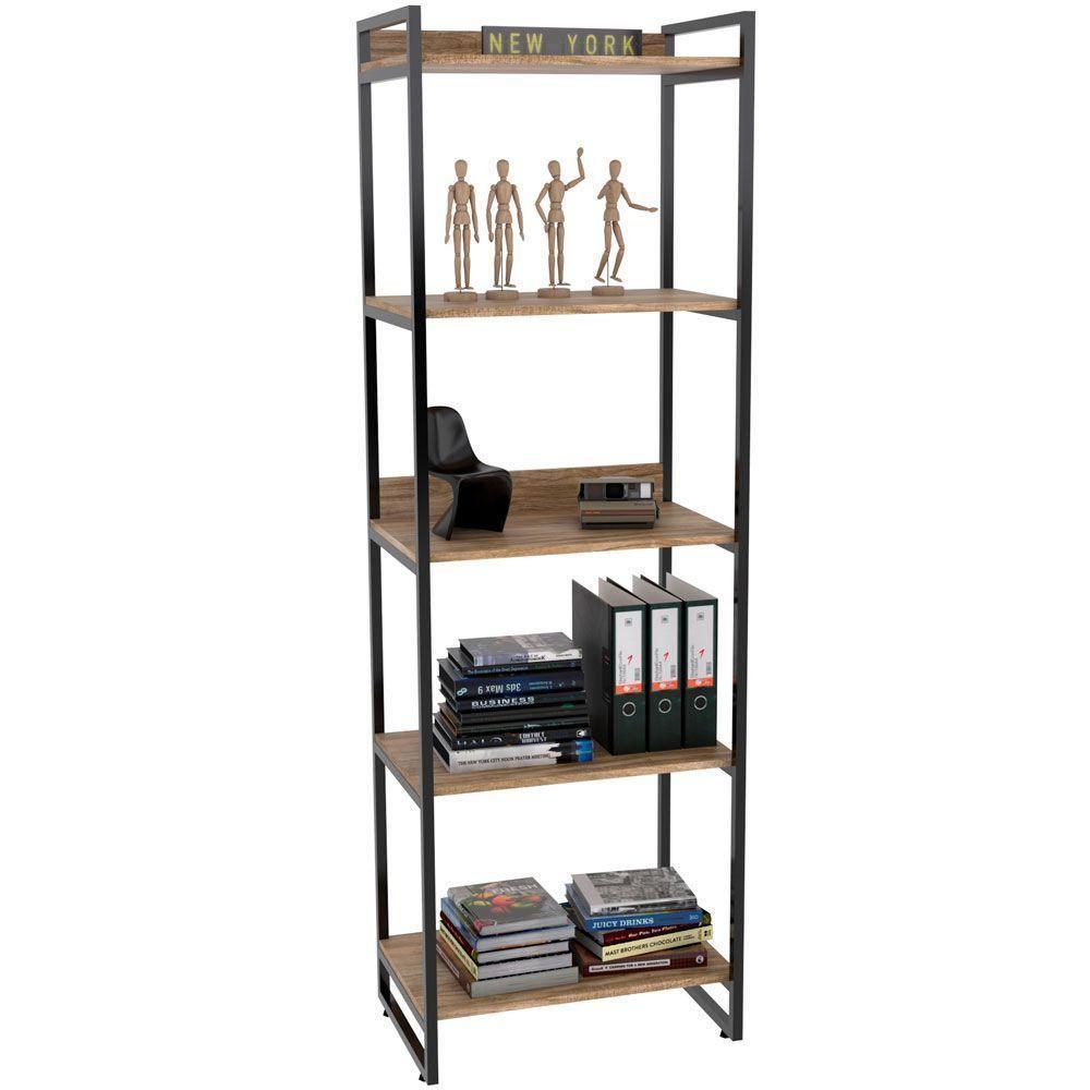 Kit Mesa Cavalete 135 Cm Com Estante 5 Prateleiras Carvalho - 9