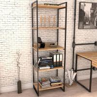 Kit Mesa Cavalete 135 Cm Com Estante 5 Prateleiras Carvalho - 23