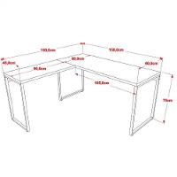 Kit Mesa Em L Com Estante 5 Prateleiras 150X150 Nogal - 3