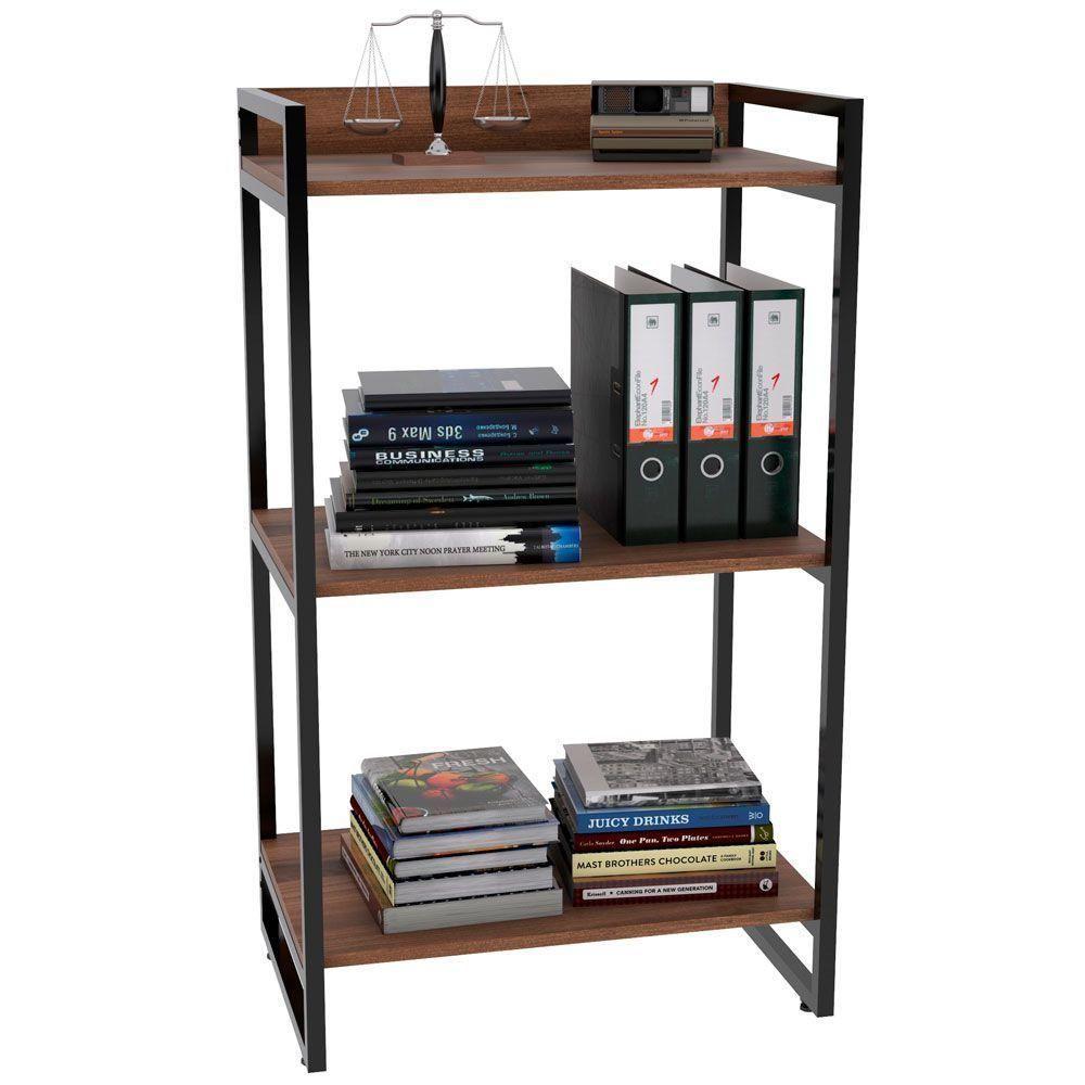 Kit Mesa Cavalete 135 Cm Com Estante 3 Prateleiras Nogal - 7