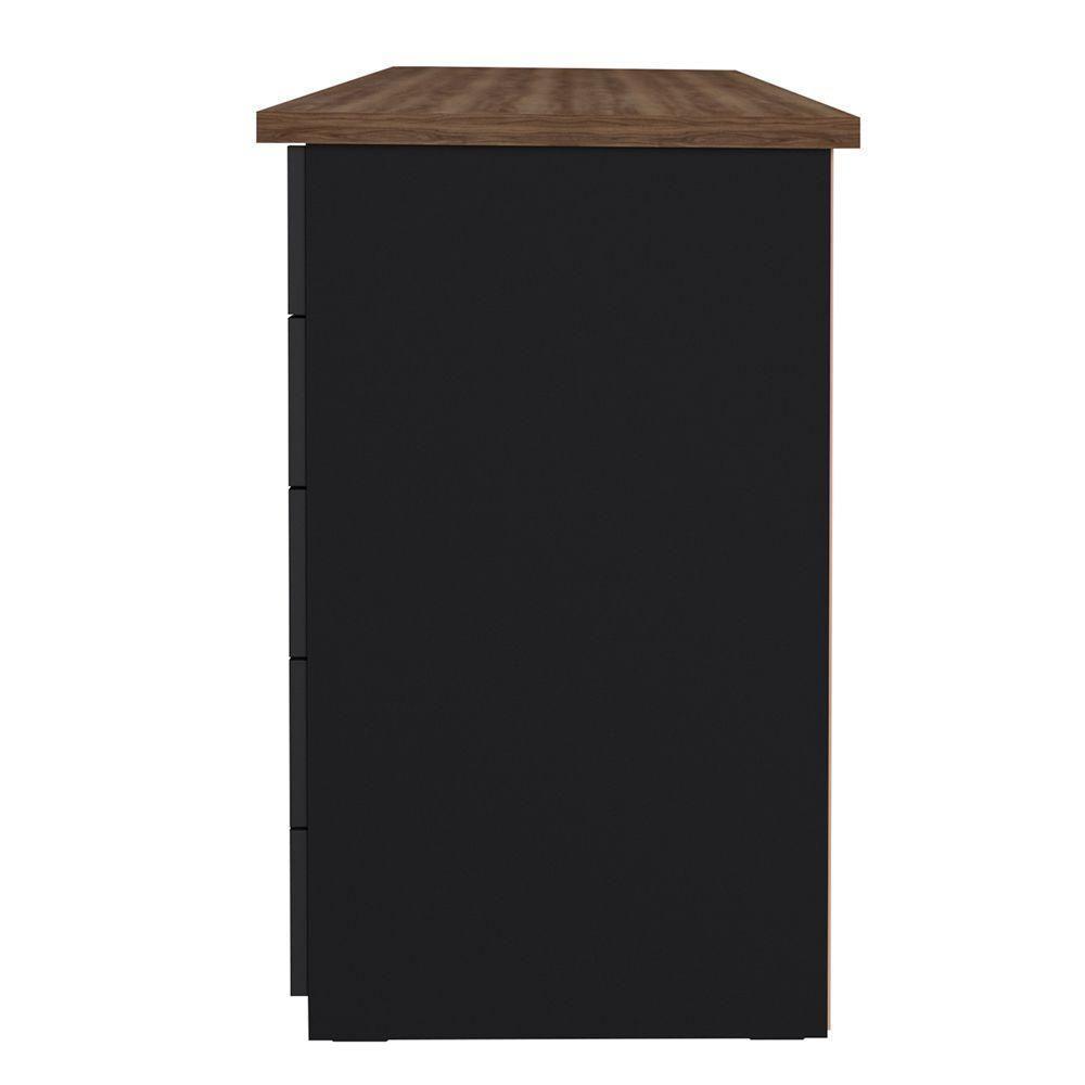 Mesa P/ Escritório Escrivaninha 5 Gavetas Nogal Preto - 2