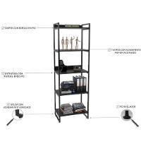 Kit Mesa Em L Com Estante 5 Prateleiras 150X150 Preto