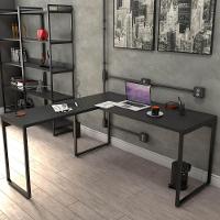 Kit Mesa Em L Com Estante 5 Prateleiras 150X150 Preto - 9