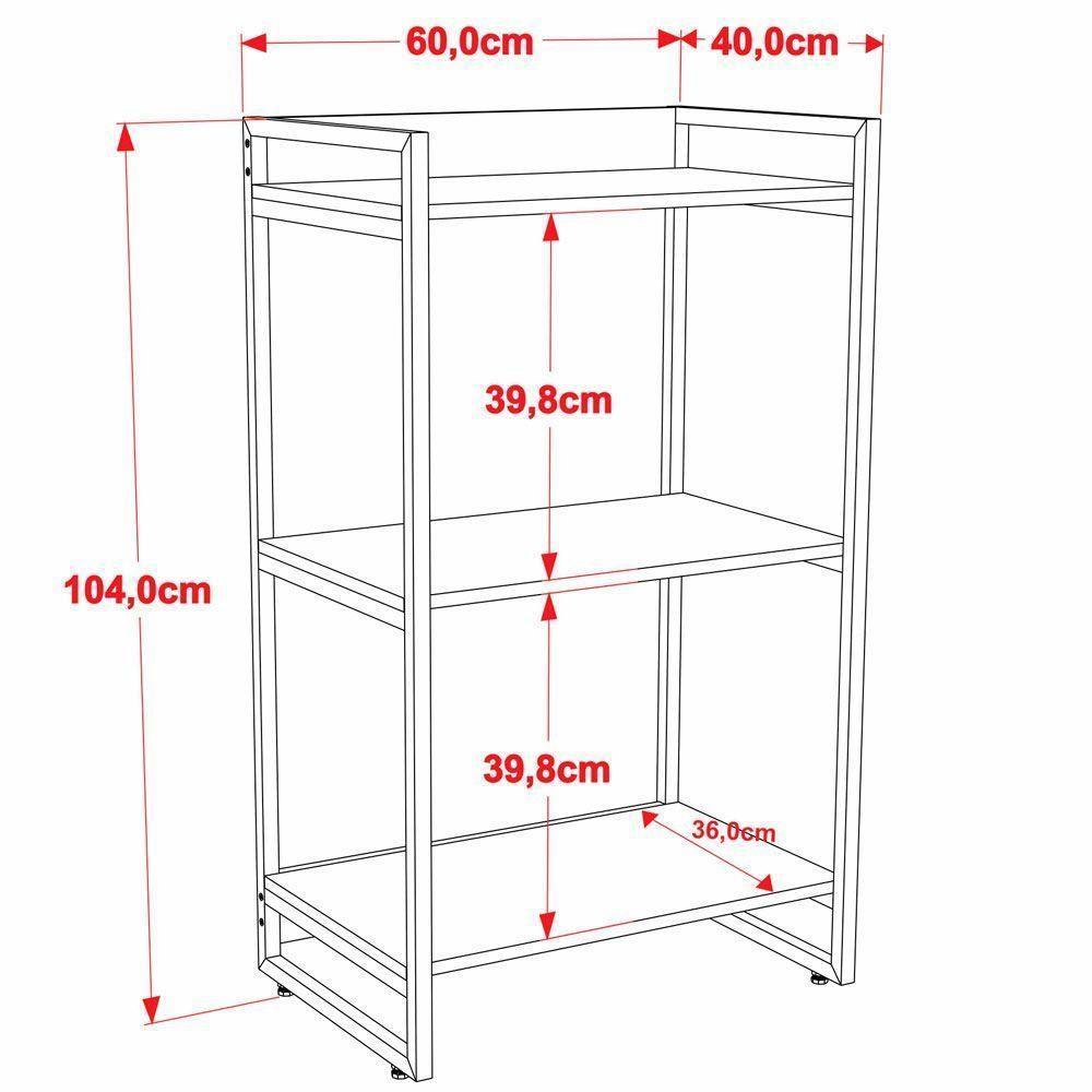 Kit Mesa Cavalete 135 Cm Com Estante 3 Prateleiras Preto - 4