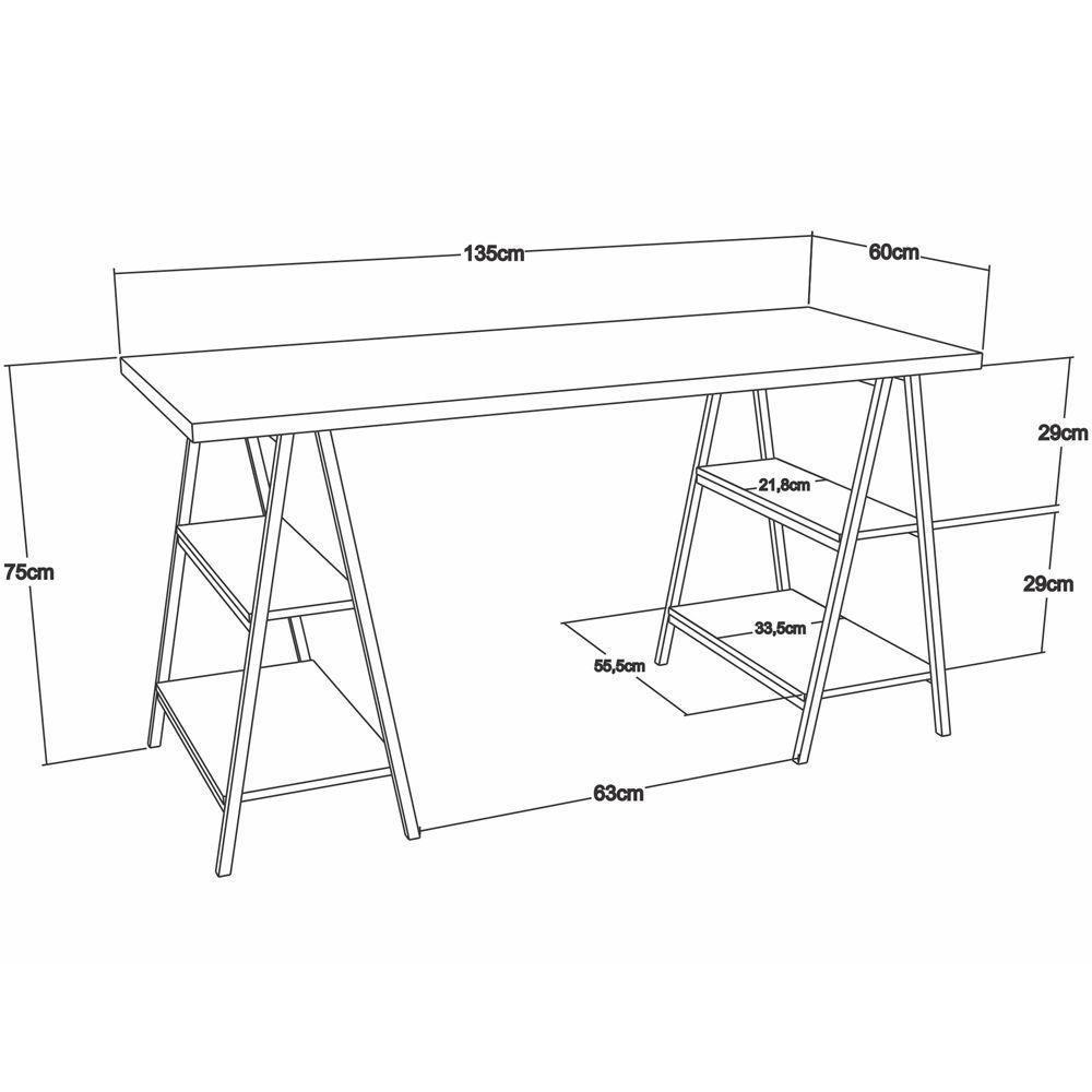 Kit Mesa Cavalete 135 Cm Com Estante 4 Prateleiras Preto - 2