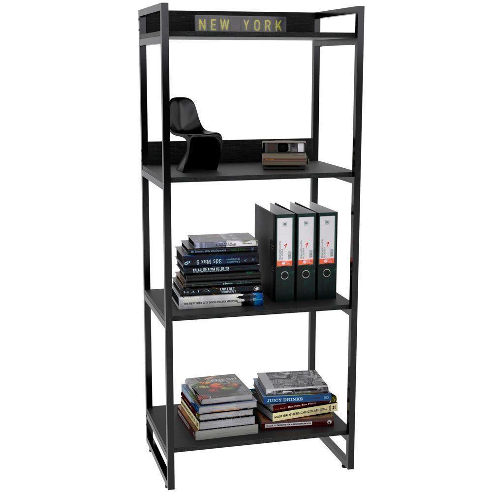 Kit Mesa Cavalete 135 Cm Com Estante 4 Prateleiras Preto - 7