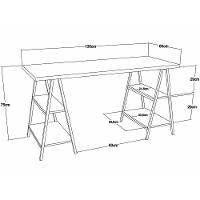 Kit Mesa Cavalete 135 Cm Com Estante 4 Prateleiras Preto