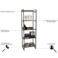Kit Mesa Em L Com Estante 5 Prateleiras 150X150 Carvalho