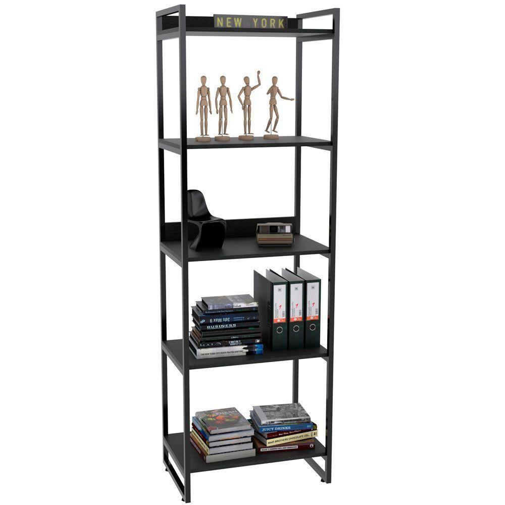 Kit Mesa Cavalete 135 Cm Com Estante 5 Prateleiras Preto - 7