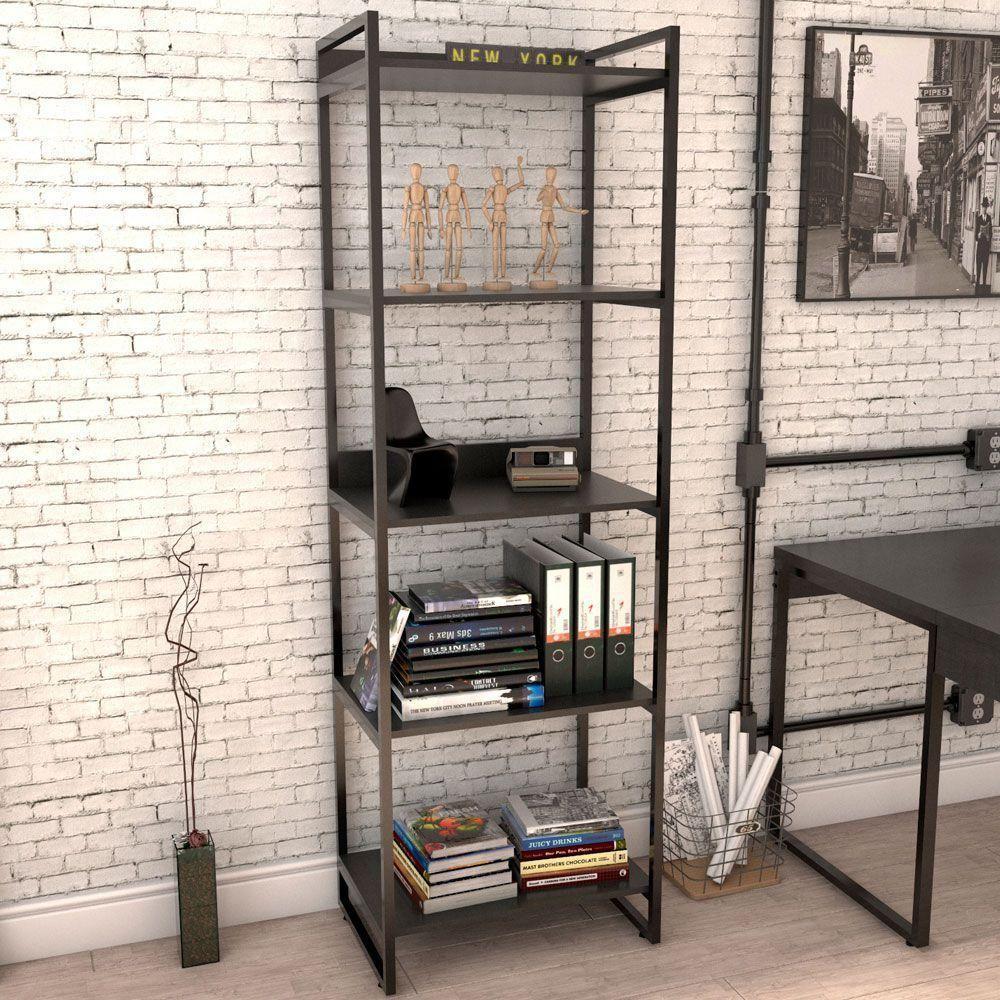 Kit Mesa Cavalete 135 Cm Com Estante 5 Prateleiras Preto - 9