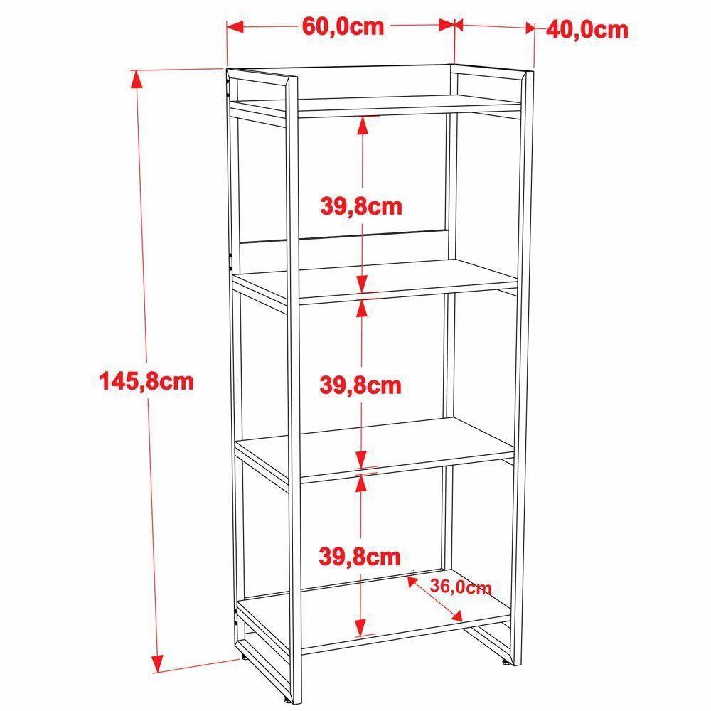 Kit Mesa Cavalete 135 Cm Com Estante 4 Prateleiras Nogal - 4