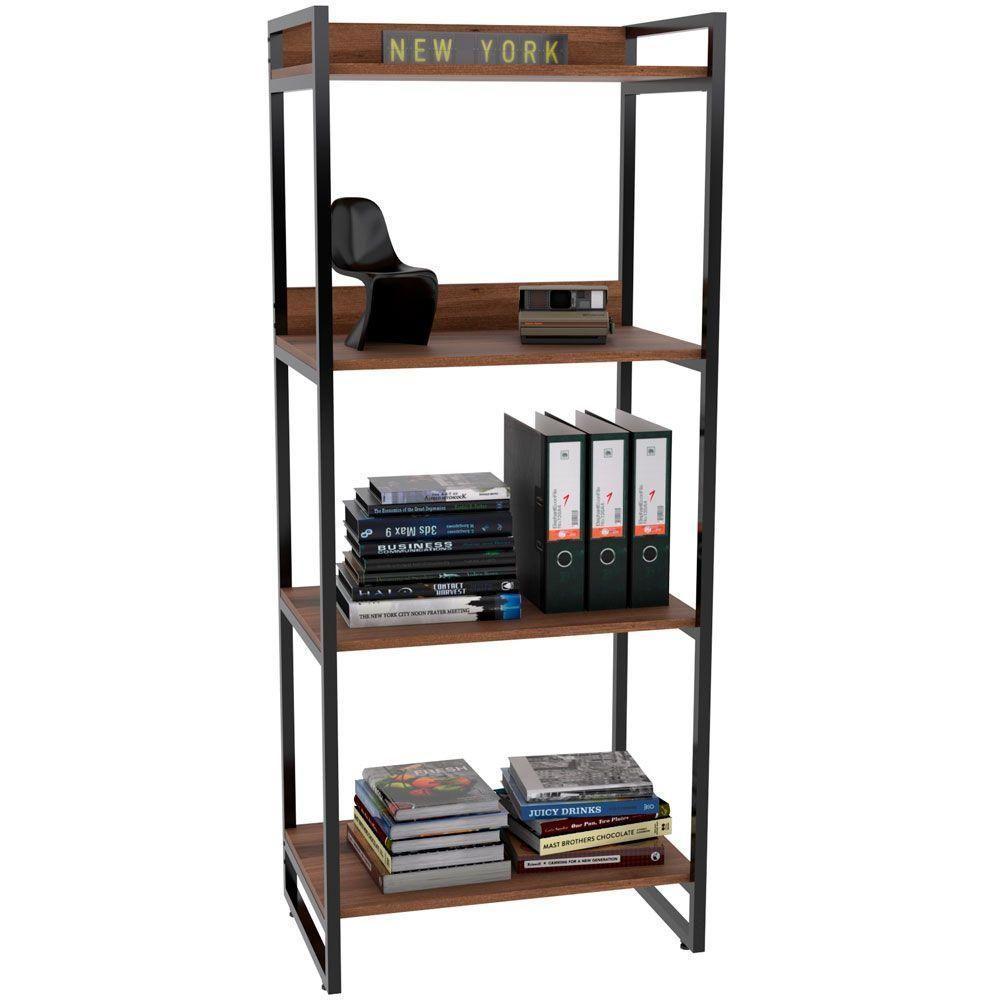 Kit Mesa Cavalete 135 Cm Com Estante 4 Prateleiras Nogal - 7