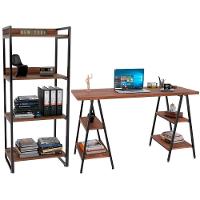 Kit Mesa Cavalete 135 Cm Com Estante 4 Prateleiras Nogal - 1