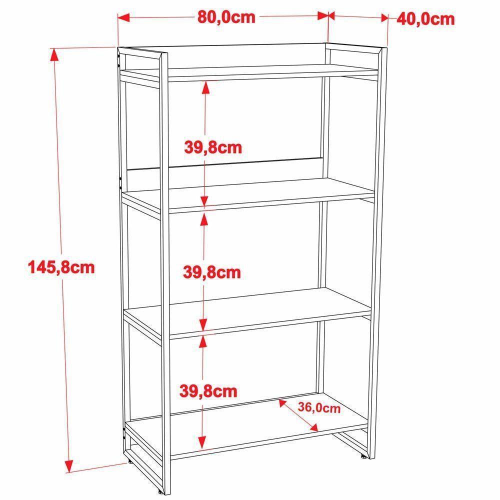 Kit Mesa Cavalete 150 Cm Com Estante 4 Prateleiras Carvalho - 2