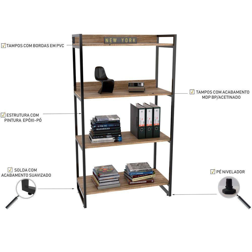Kit Mesa Cavalete 150 Cm Com Estante 4 Prateleiras Carvalho - 3