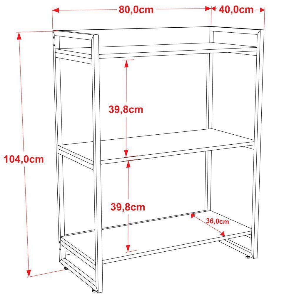 Kit Mesa Cavalete 150 Cm Com Estante 3 Prateleiras Carvalho - 2