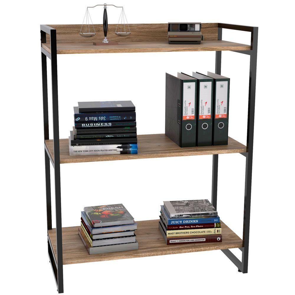 Kit Mesa Cavalete 150 Cm Com Estante 3 Prateleiras Carvalho - 6