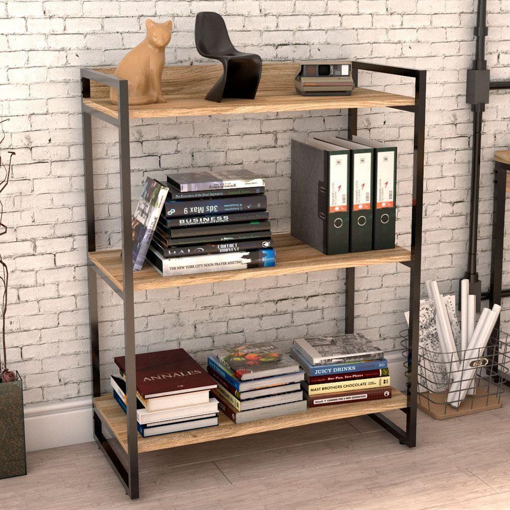 Kit Mesa Cavalete 150 Cm Com Estante 3 Prateleiras Carvalho - 8