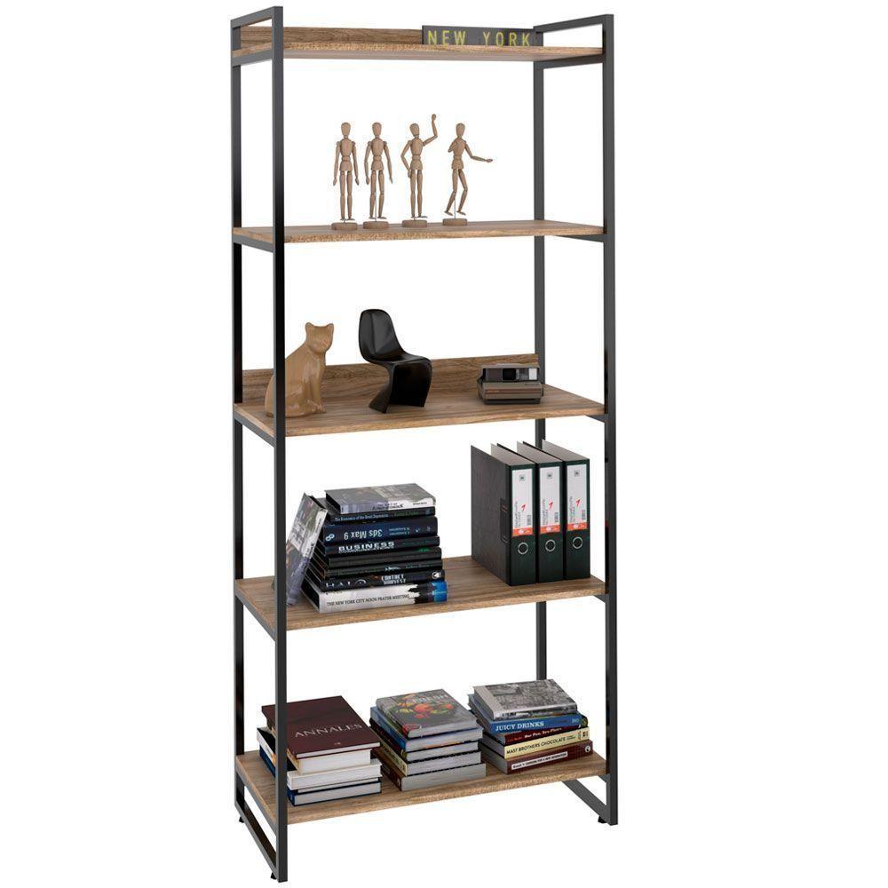 Kit Mesa Cavalete 150 Cm Com Estante 5 Prateleiras Carvalho - 6