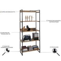 Kit Mesa Cavalete 150 Cm Com Estante 5 Prateleiras Carvalho - 3