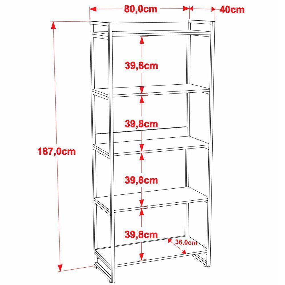 Kit Mesa Cavalete 150 Cm Com Estante 5 Prateleiras Preto - 4