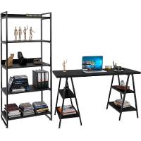 Kit Mesa Cavalete 150 Cm Com Estante 5 Prateleiras Preto - 1