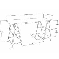 Kit Mesa Cavalete 150 Cm Com Estante 5 Prateleiras Preto - 2